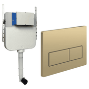 Slim Concealed Cistern with Optional Flush Plates - Rectangle Square Button Brushed Bronze