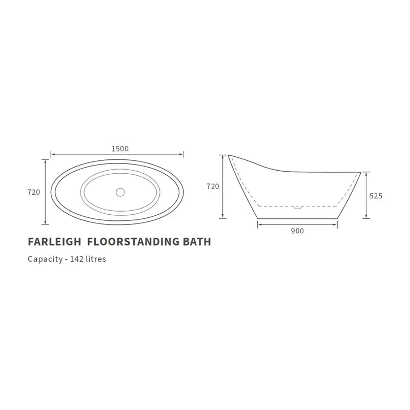 Solane Freestanding 1500x720x720mm Bath