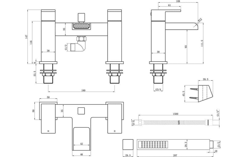 Solarin Waterfall Bath Shower Mixer Tap, Modern Lever Style