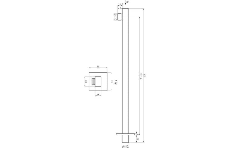 Square Brushed Brass Concealed Shower Pack with Heads. Twin Outlet - BIV