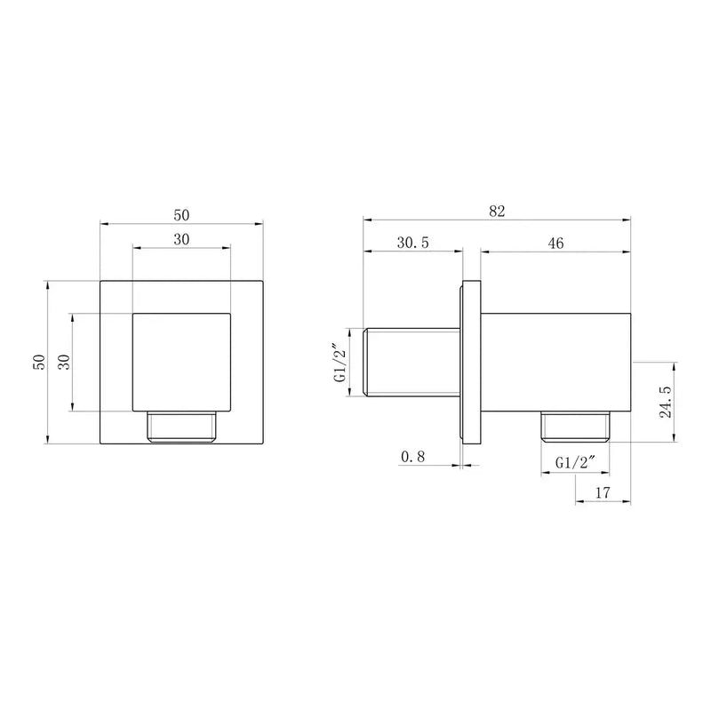 Square Concealed Valve Head & Arm Shower Pack - Brushed Brass