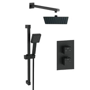 Square Matt Black Concealed Shower Pack with Heads. Twin Outlet - BIV