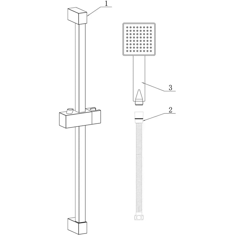 Square Slider Rail Kit & Single Mode Handset - Matt Black