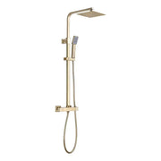 Square Thermostatic Bar Mixer w/Riser Kit - Brushed Brass