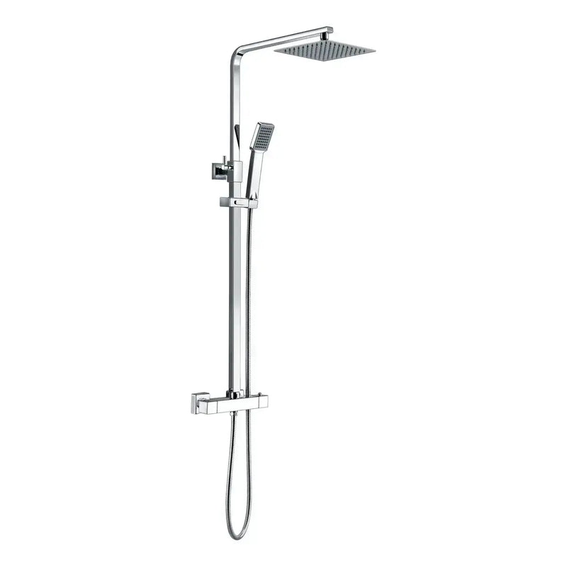 Square Thermostatic Bar Mixer w/Riser Kit - Chrome