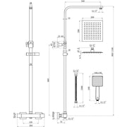 Square Thermostatic Bar Mixer w/Riser Kit - Chrome