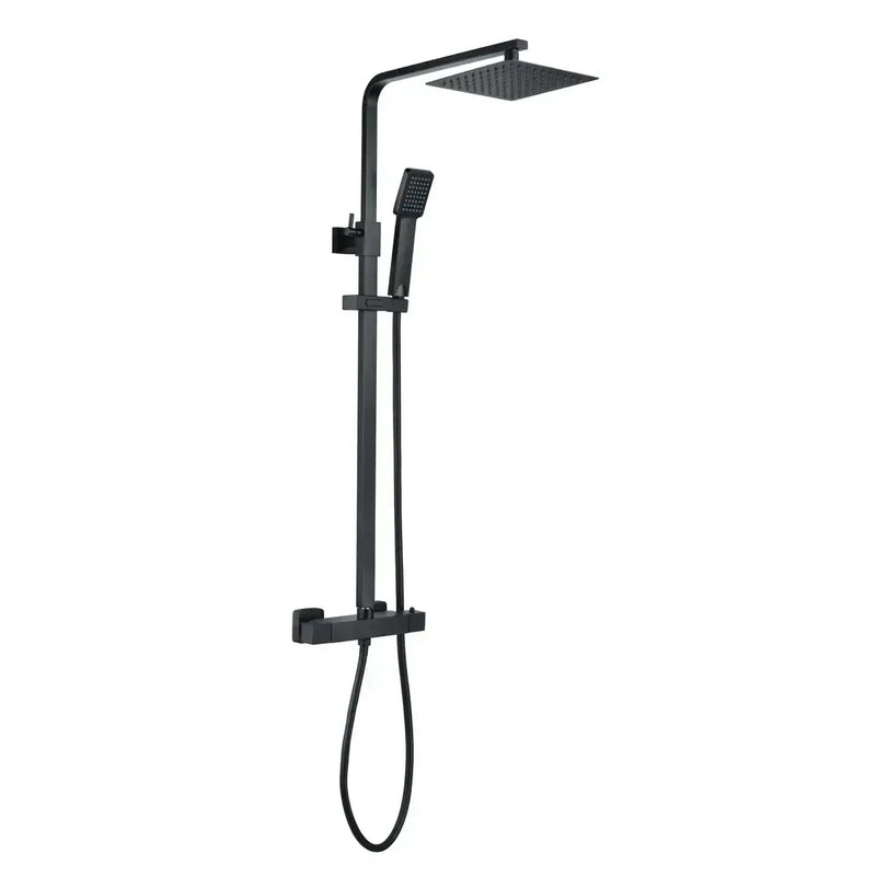 Square Thermostatic Bar Mixer w/Riser Kit - Matt Black