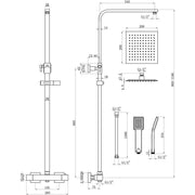 Square Thermostatic Bar Mixer w/Riser Kit - Matt Black