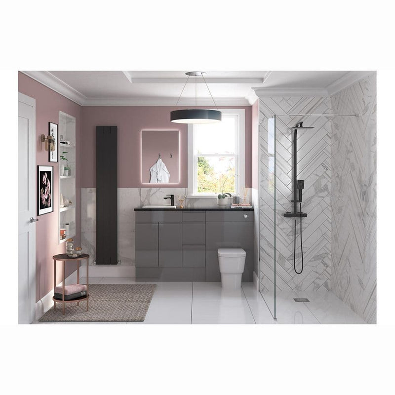 Square Thermostatic Bar Mixer with Riser Kit, Matt Black