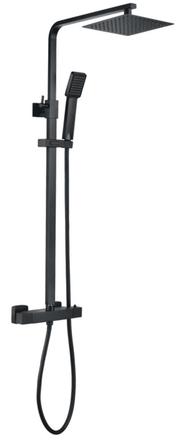 Square Thermostatic Bar Mixer with Riser Kit, Matt Black