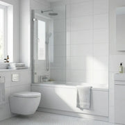 Square Top Hinged Bath Screen | 1500mm High | Easy Clean Toughened Safety Glass