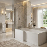 Star Buy L Shape Shower Bath 1700mm, inc Front Panel and Glass Screen - Left Hand / Yes