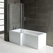 Star Buy L Shape Shower Bath 1700mm, inc Front Panel and Glass Screen - Right Hand / Yes