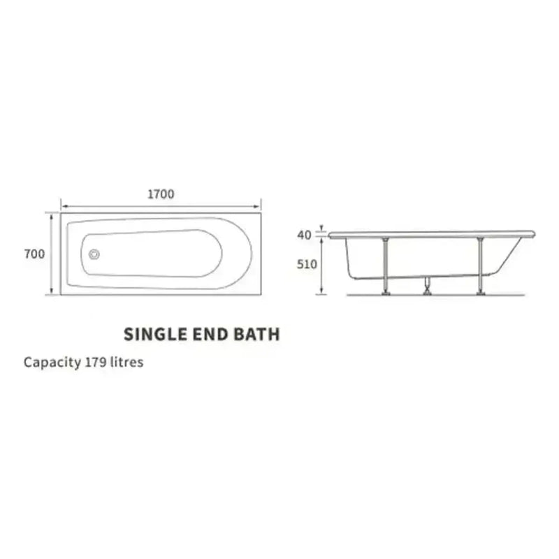 Star Buy Merit 1700 x 700mm Bath, Panel & Bath Screen