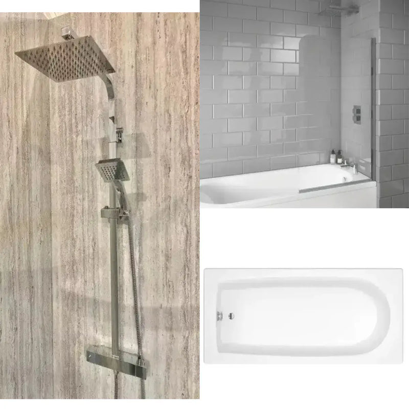 Star Buy Merit Bath with Plain Bath Screen and Roma Mixer Shower Set