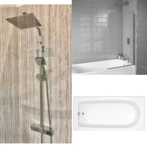 Star Buy Merit Bath with Plain Bath Screen and Roma Mixer Shower Set