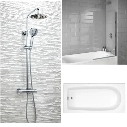 Star Buy Merit Bath with Plain Bath Screen and Sphere Mixer Shower Set