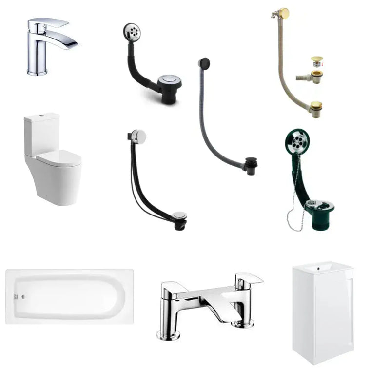 Star Buy Merit Full Bathroom Pack with Basin Unit, Toilet, Taps and Bath Wastes
