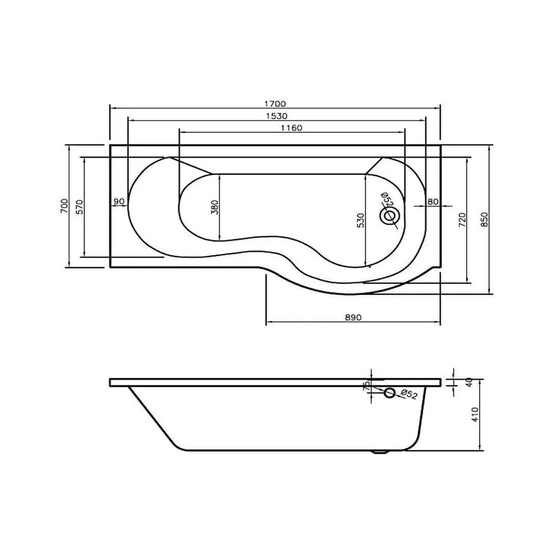 Star Buy P Shower Bath Pack 1700 x 850mm