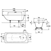 Steel Bath with Grips with Pedestal Basin and Close Coupled Toilet