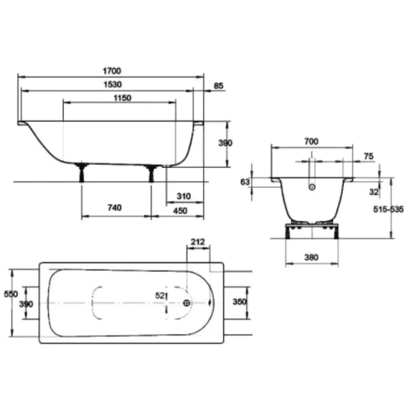 Steel Bath with Grips with Pedestal Basin and Close Coupled Toilet