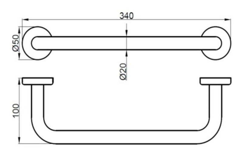 Straight 34cm Grab Rail, Brushed Brass