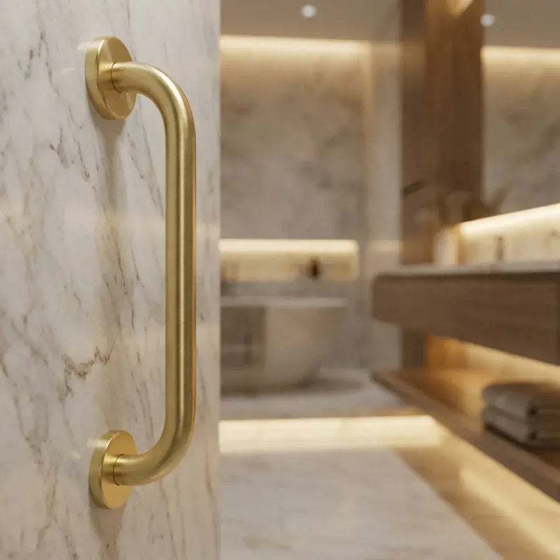 Straight 34cm Grab Rail, Brushed Brass