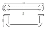 Straight 34cm Grab Rail, Matt Black