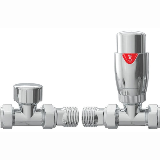 Straight Thermostatic Radiator Valve Pack (Pairs), Chrome and Various Colours, TRV