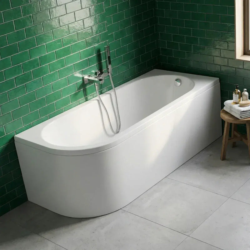 Swept Back To Wall Corner Bath, 1500mm x 725mm, Left or Right Handed, Optional Front Panel - Yes
