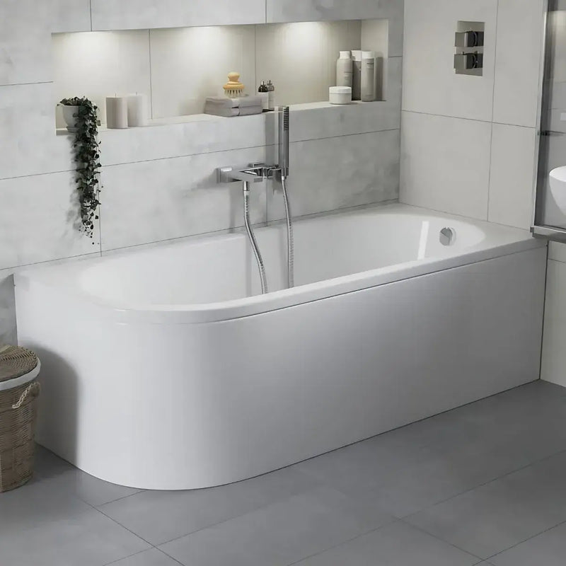Swept Back To Wall Corner Bath, 1500mm x 725mm, Left or Right Handed, Optional Front Panel - Yes