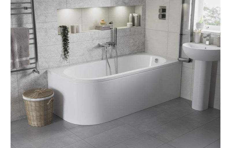 Swept Back To Wall Corner Bath, 1500mm x 725mm, Left or Right Handed, Optional Front Panel - Yes
