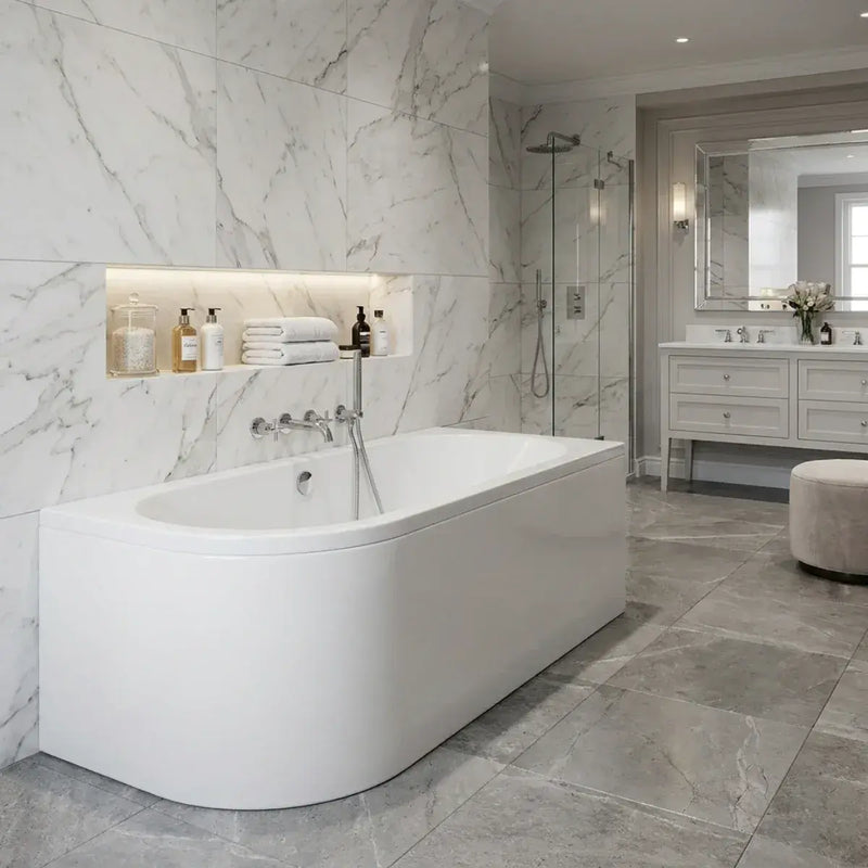 Swept Back To Wall Corner Bath, 1500mm x 725mm, Left or Right Handed, Optional Front Panel - Yes