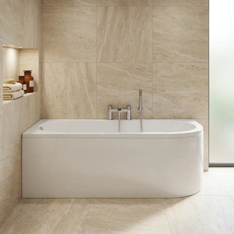 Swept Back To Wall Corner Bath, 1500mm x 725mm, Left or Right Handed, Optional Front Panel - Yes