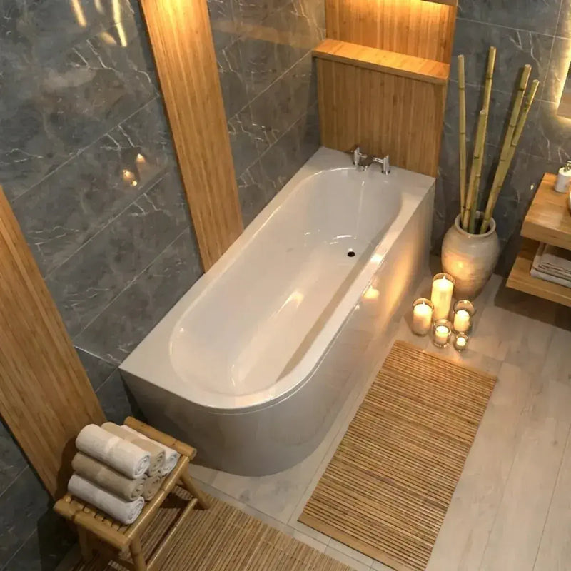 Swept Back To Wall Corner Bath, 1500mm x 725mm, Left or Right Handed, Optional Front Panel - Yes