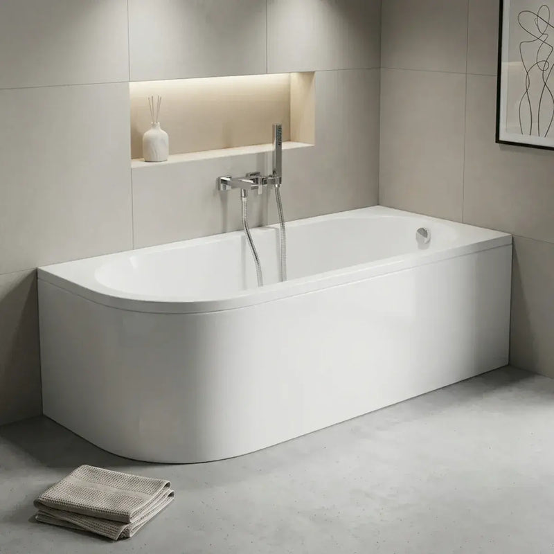 Swept Bath To Wall Corner Bath, 1700mm x 725mm, Left or Right Handed - Yes