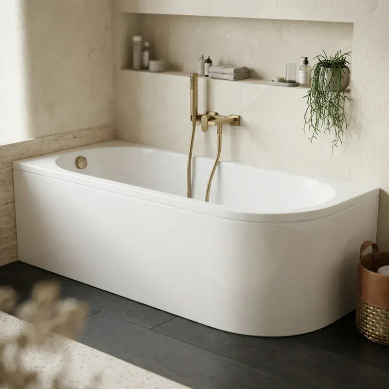 Swept Bath To Wall Corner Bath, 1700mm x 725mm, Left or Right Handed - No