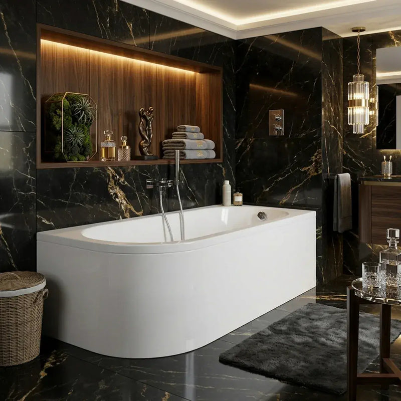 Swept Bath To Wall Corner Bath, 1700mm x 725mm, Left or Right Handed - No