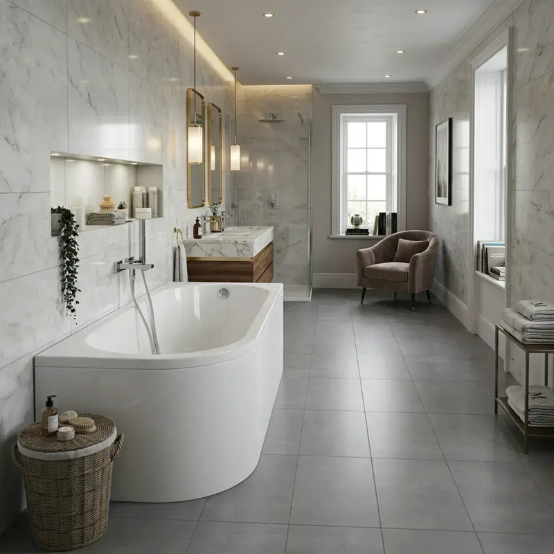 Swept Bath To Wall Corner Bath, 1700mm x 725mm, Left or Right Handed - No