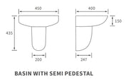 Tengri 450mm Basin With Semi Pedestal