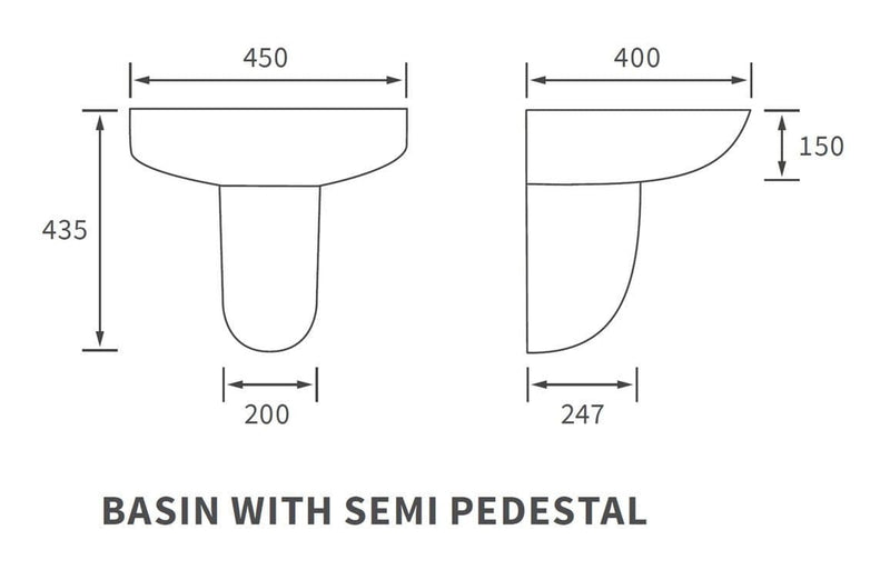 Tengri 450mm Basin With Semi Pedestal