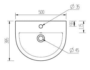 Tengri 500 x 390mm Semi Recessed Basin