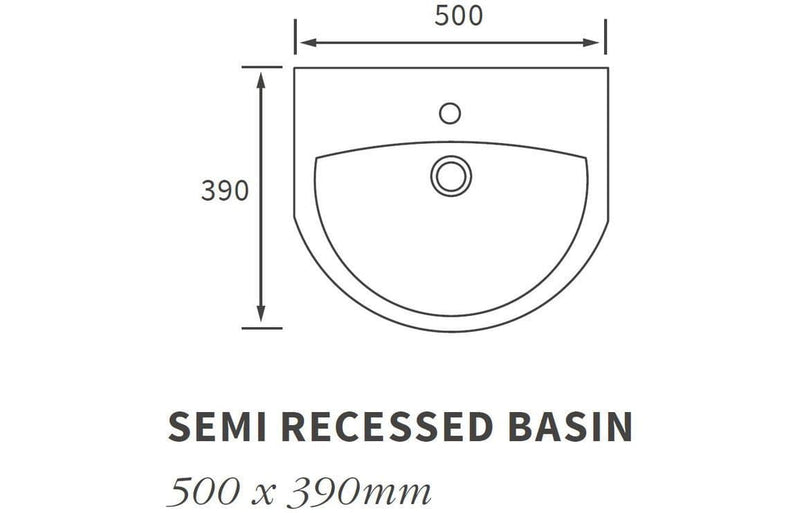Tengri 500 x 390mm Semi Recessed Basin