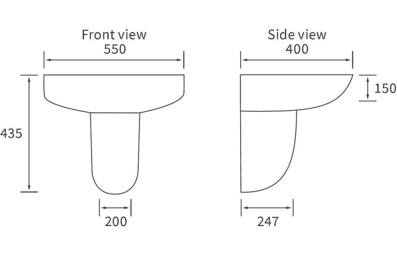 Tengri 550mm Basin With Semi Pedestal