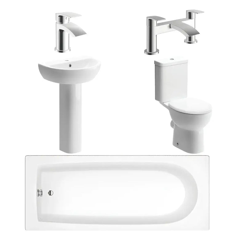 Tengri Bathroom Pack with Bath (various sizes), Toilet, Basin & Pedestal, Taps and Wastes