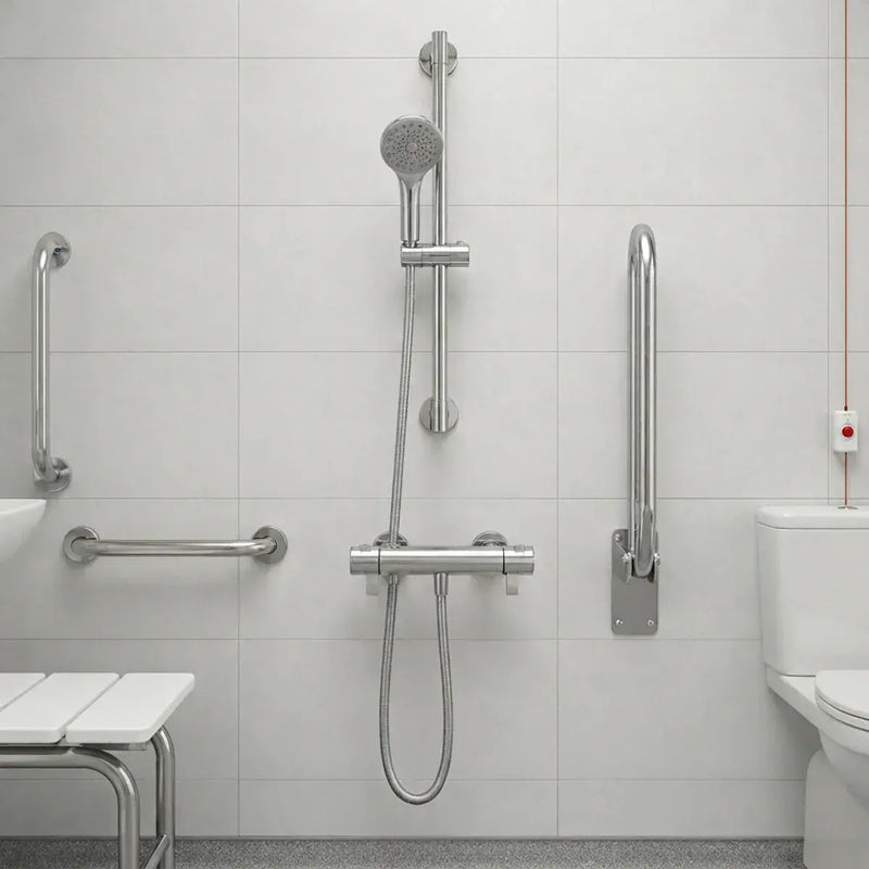 TMV3 Thermostatic Cool Bar Safety Shower with Easy-Use Paddle Levers & Single Handset