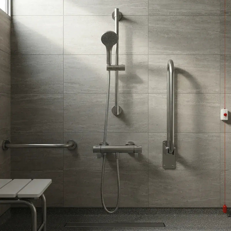 TMV3 Thermostatic Cool Bar Safety Shower with Easy-Use Paddle Levers & Single Handset