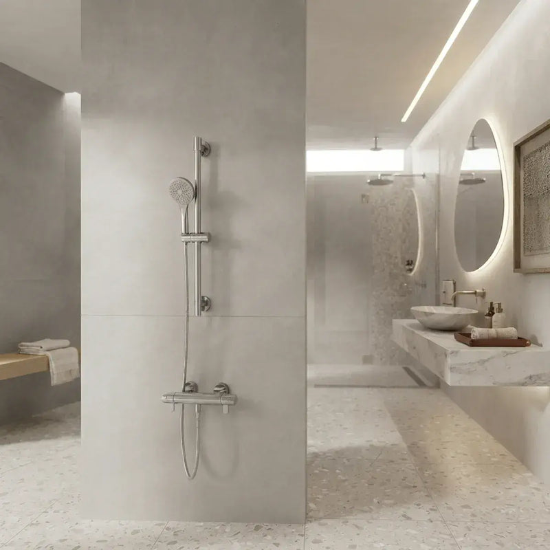 TMV3 Thermostatic Cool Bar Safety Shower with Easy-Use Paddle Levers & Single Handset