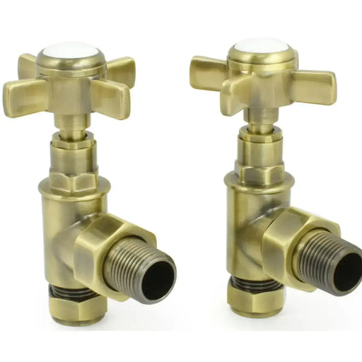 Traditional Radiator Valve Set - Chrome, Brass or Black - Brushed Brass