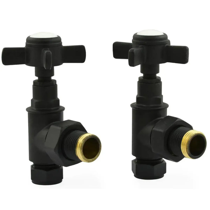 Traditional Radiator Valve Set - Chrome, Brass or Black - Brushed Brass